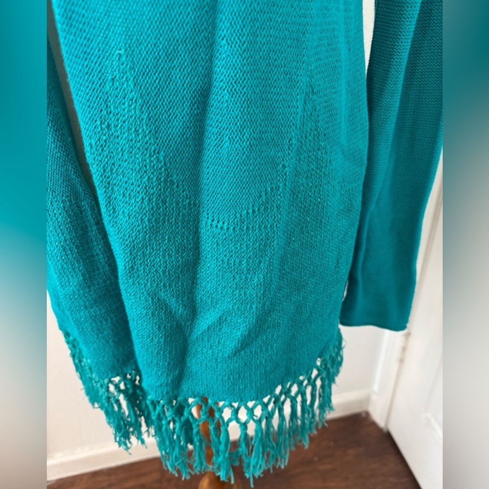 Lilly Pulitzer Maldives Green Tatum Long Cardigan Fringe Hem Cotton Coastal Sml - Picture 6 of 12